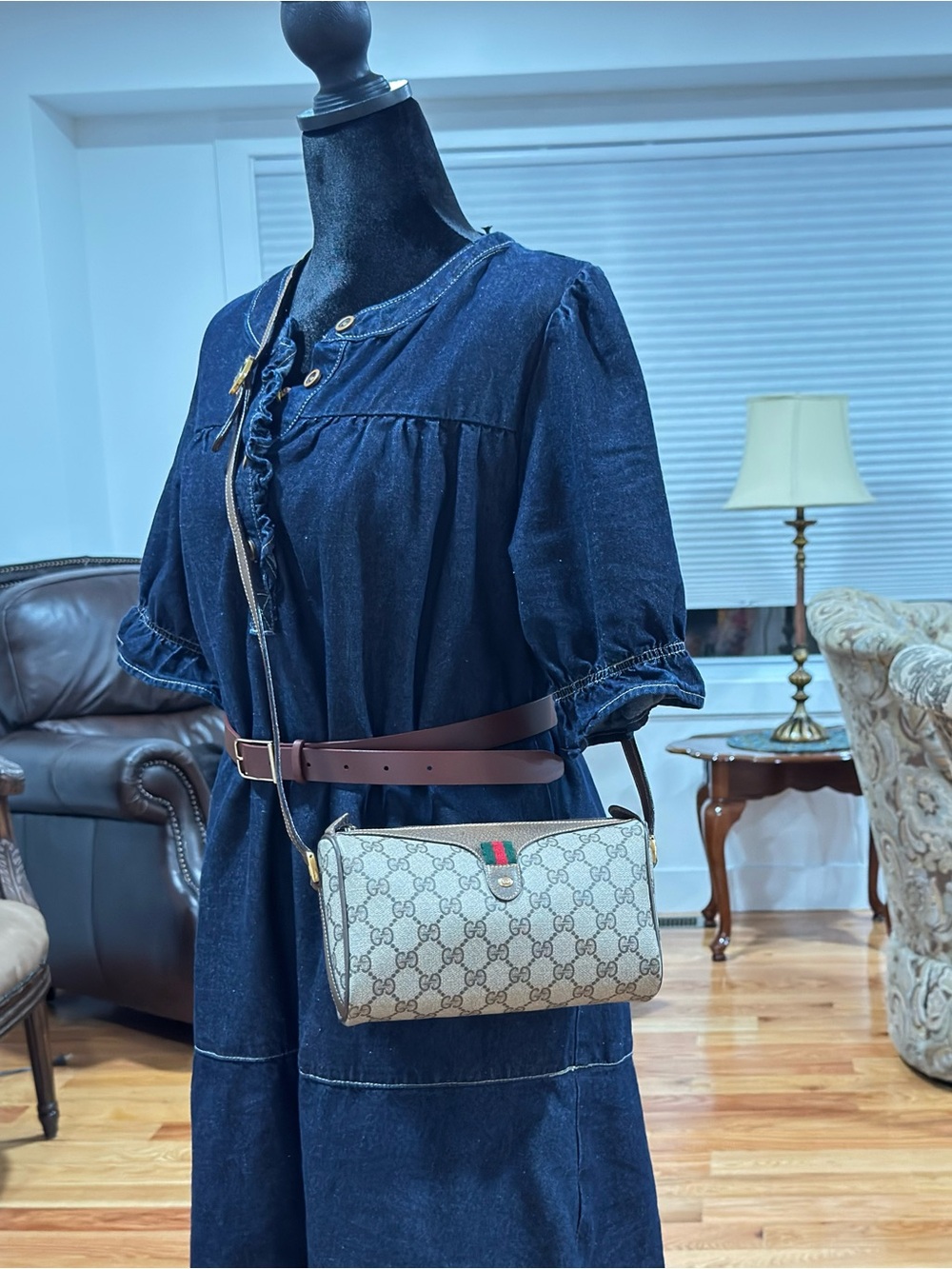 Gucci Ophidia GG Supreme Coated Canvas Small Crossbody Bag Brown